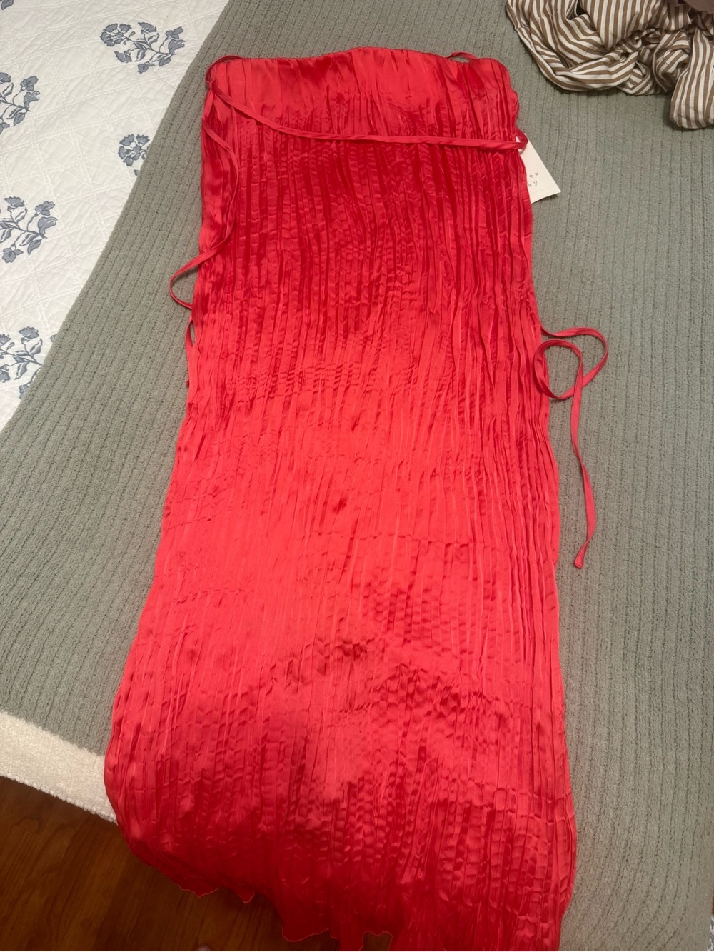 a new day Red Pleated Midi Skirt
